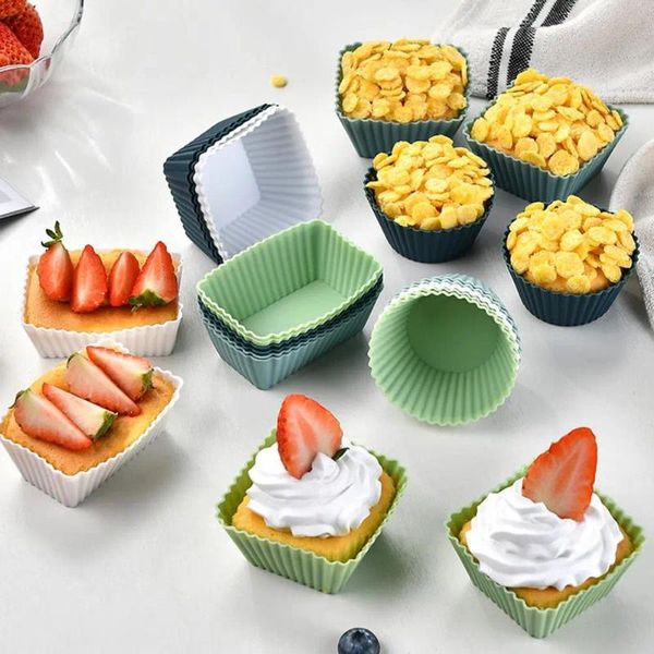 Pişirme Araçları 24 PCS Cupcake Liners Gıda Sınıfı Yeniden Kullanılabilir Dekoratif Bardaklar Renkli Muffin Dekor Mutfak Malzemeleri