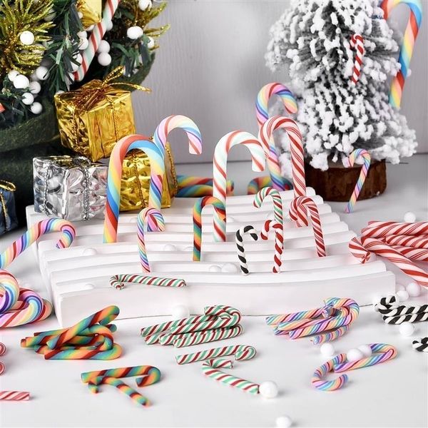 Christmas Decorations Polymer Clay Candy Stick Twisted Biscuit Tree Hanging Decoration Year Party Home Childrens Gift Toys 231121
