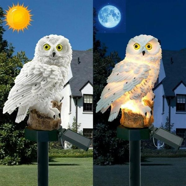 Coruja luz solar com painel solar led coruja falsa à prova dwaterproof água solar luzes do jardim coruja ornamento animal pássaro ao ar livre quintal jardim lamps284g