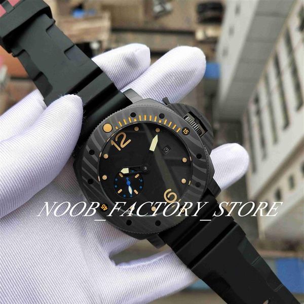 Relógio de Factory de mim 47mm Black Face Borracha Super 00616 Movimento automático mecânico Luminous Watch Moda Moda 349Z