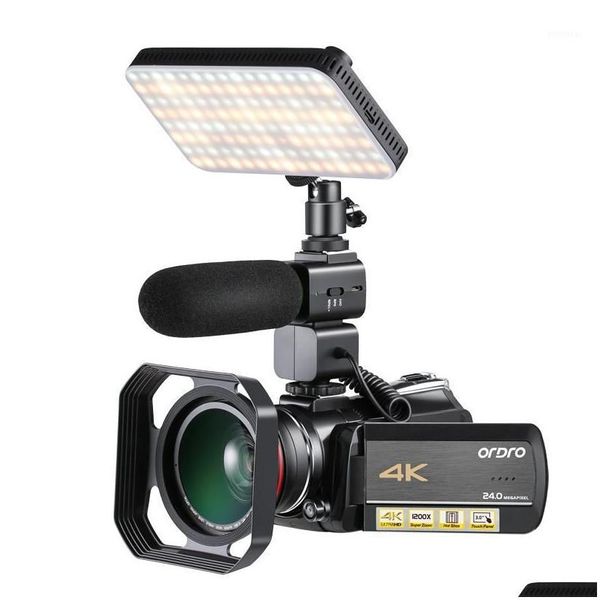 Câmeras Digitais Ordro Ac5 Câmera de Vídeo 4K Filmadora Fl Hd Vlog para Youtube Ips Touch Sn 12X Zoom Óptico Filmadora1 Drop Delivery Phot Dhkwj