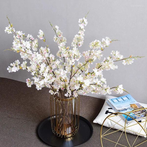 Fiori decorativi 109 cm artificiale a 4 punte ramo di fiori di ciliegio decorazione domestica fiore di seta guida per il percorso della porta ad arco per matrimoni
