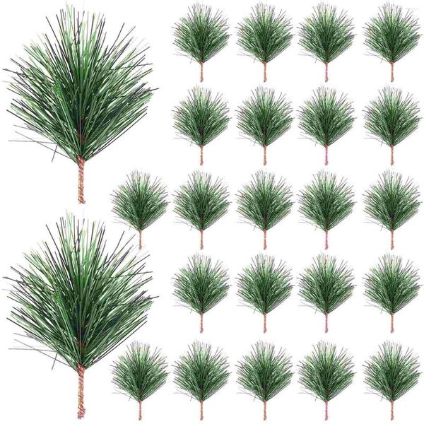 Fiori decorativi 24 pezzi Rami di pino artificiale Piante Rami da interno Decor Scelte di taglio Artigianato natalizio Ghirlanda in PVC