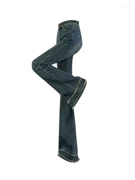 Jeans da donna 2023 Moda autunno Denim Svasato Design da donna Vita alta Slim Blu Campana Pantaloni femminili Pantaloni Y2k Streetwear Vintage