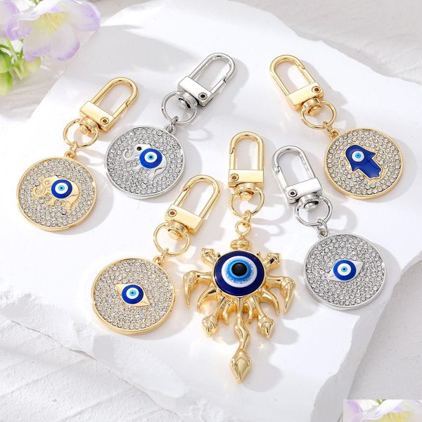 Portachiavi Turco Evil Eye Mano di Hamsa Elefante Portachiavi Zircone Fatima Borsa blu Ciondoli per auto Accessori Gioielli Drop Delivery Dh3Up