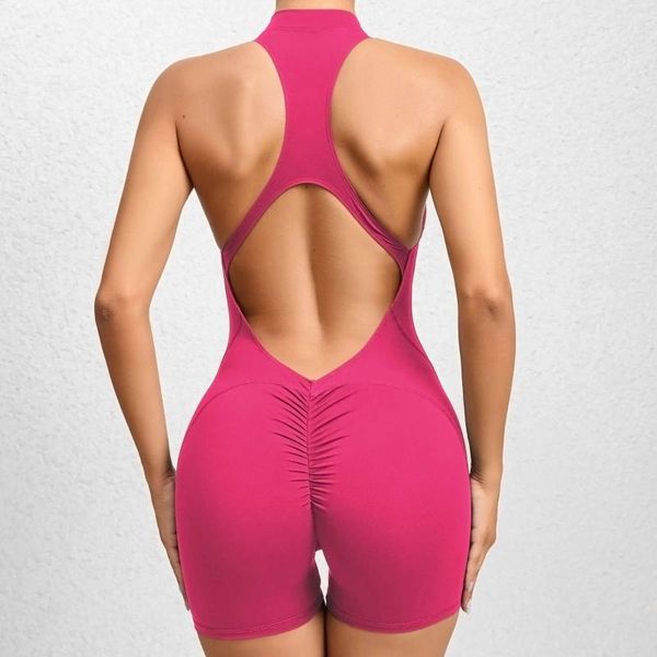 Conjuntos ativos macacão esportivo lycra mulher roupas de ginástica para mulheres push up esporte conjunto roupa com zíper macacão de fitness sportwear