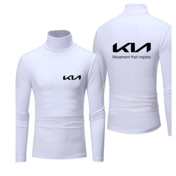 Herren-T-Shirts HERREN KIA-Logo Stehkragen-Sweatshirt Harajuku Volltonfarbe Hochwertige Baumwolle Langarm-T-Shirt FMen