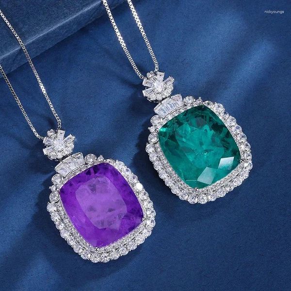 Kolye Kolyeler Sojewelry Bakır Alt Altın Kaplama İmitasyon Emerald Violet Square 20 23 Kolye Takı