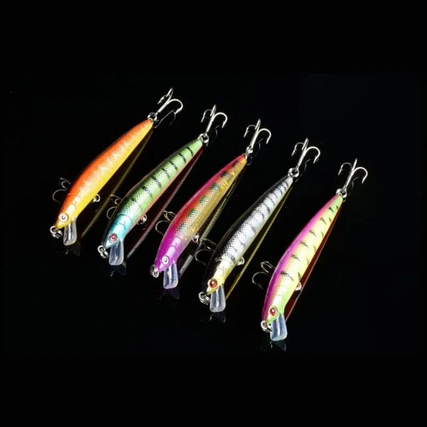 5 colori 0,3 once 3,75 pollici esca da pesca in plastica Minnow sonagli galleggianti Bass Crankbait occhi 3D esche per pesci