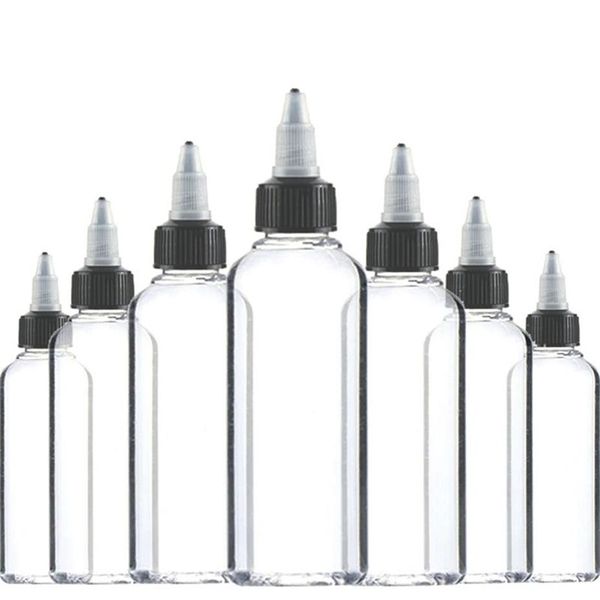 30pcs 30ml 60ml 100ml 120ml Plástico Valor de tinta vazia Top preto Tampa de tatuagem de garrafa transparente transparente Acessórios de tatuagem 2201102518