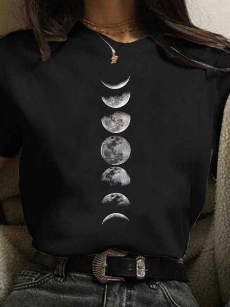 Herren T-Shirts Maycaur New Funny Moon Print T-Shirt Damen Weiß und Schwarz Shirts Mode Rundhals Kurzarm T-Shirt Sommer T-Shirts Casual Top Z0421