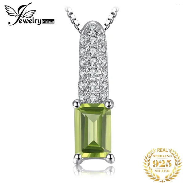 Pingentes JewelryPalace Genuíno Natural Esmeralda Corte Peridot 925 Sterling Silver Pingente Colar Para Mulheres Moda Gemstone Gargantilha NoChain