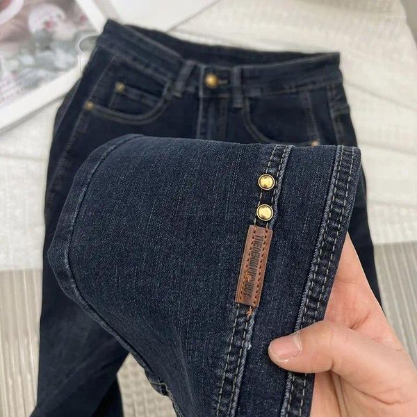 Jeans femininos cintura alta estiramento para 2023 outono/inverno ajuste fino harun calças de 9 polegadas