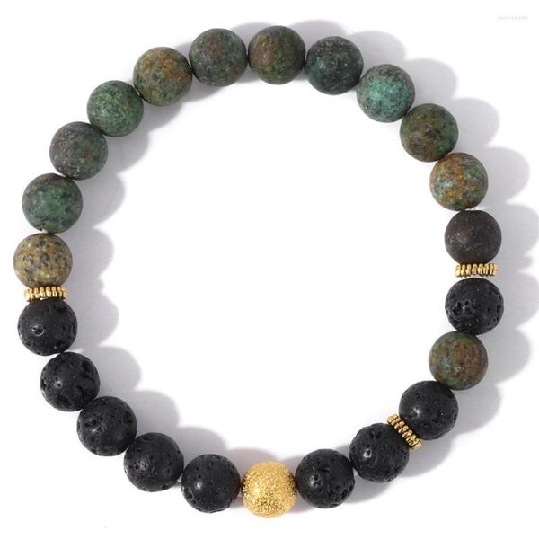 Strands Africano Turquois Bracelets para homens Bracelete vulcânico de lava