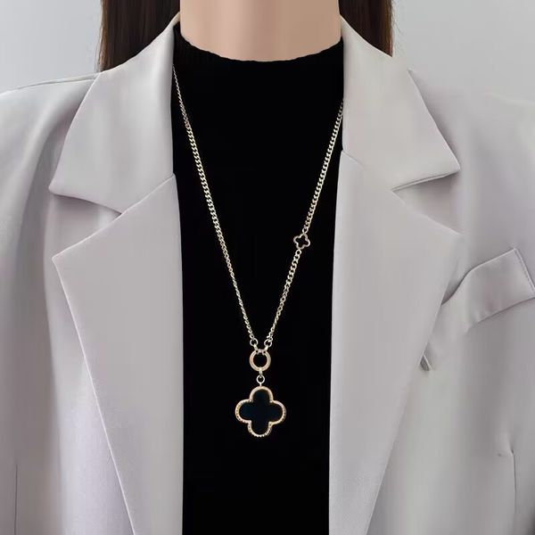 Collana di diamanti da uomo gioielli Catene in oro 18k girocollo di design Vanly Cleefity Collane per donne ragazze regali partydress Indossabile su entrambi i lati