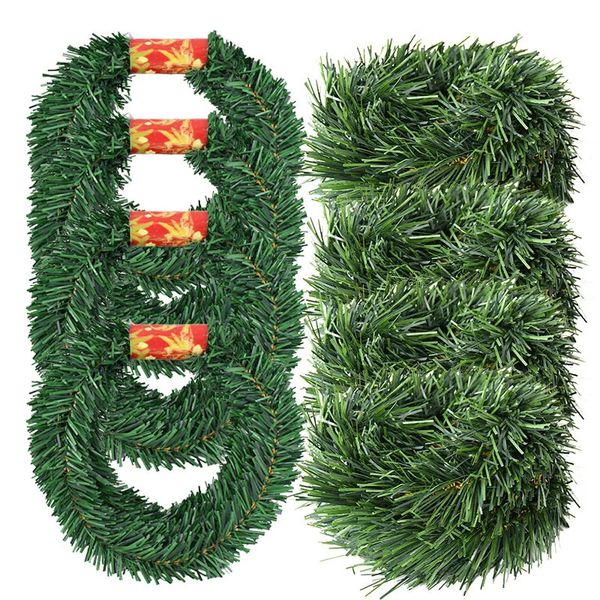 Weihnachtsdekorationen, 55 m, Kieferngirlande, dekorativ, grün, künstlicher Weihnachtsbaum, Rattan-Banner, Party, Kunststoff-Anhänger, Lametta, Hängedekoration 231121