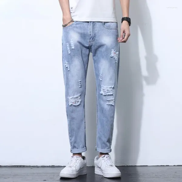 Мужские джинсы больших размеров, мужские сексуальные джинсовые брюки Homme, повседневные брюки, мужская одежда, 2023, винтажные рваные брюки в стиле Харадзюку