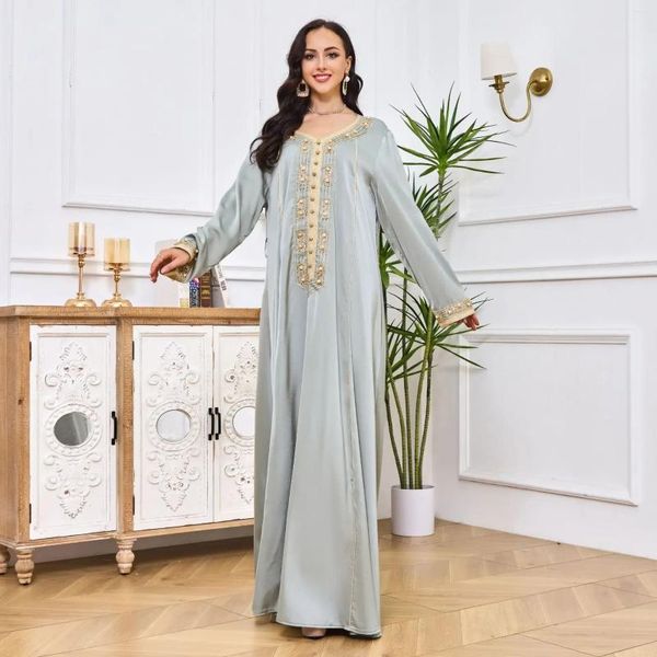 Roupas étnicas Mulheres Vestido Islâmico Abayas para Muçulmano Abaya Moda Bordado Diamante-Incrustado Dubai Longo