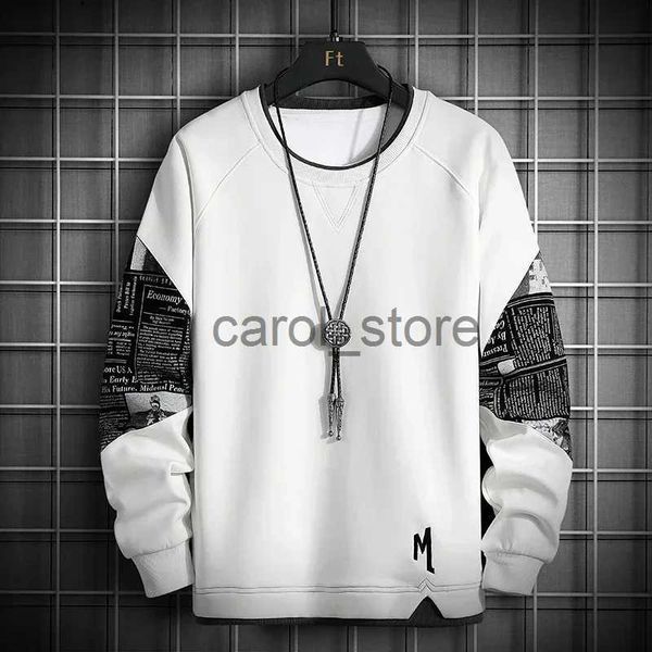 Moletons masculinos Moletons Homens Harajuku Hoodie Casual Hip Hop Moletom Costura Impressão Hoodie Masculino O-pescoço Moda Mens Roupas Multi Color New Mens Top J231121