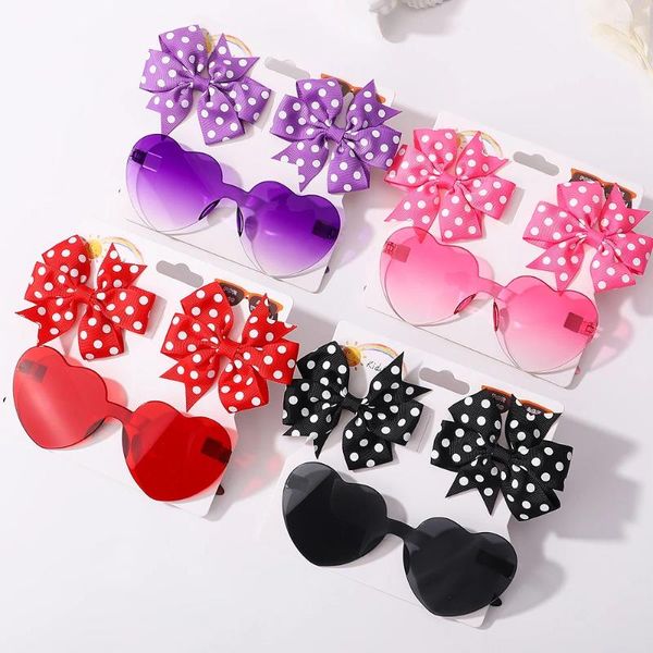 Acessórios para o cabelo 3pcs/set moda Moda DOT SOLIDO CABELO CORAÇÃO SUNS SUNS SUNS SUND GIRLS GIRLS CLIPS BOWNOT