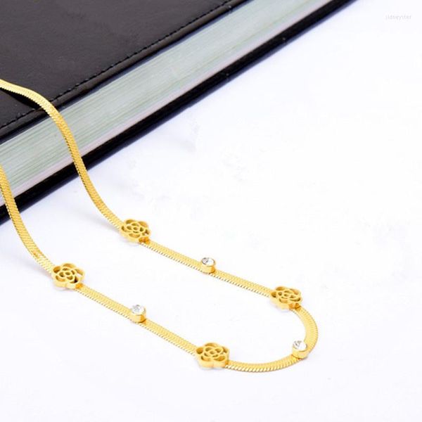 Ketten Luxus Blume Zirkon Halskette Frauen Geometrische Blumen Peeling Schlüsselbein Kette Mode Qualität Schmuck Vergoldet Geschenk Weiblich Z274