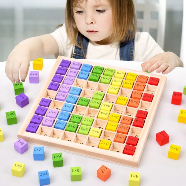 Lernspielzeug Montessori pädagogisches Holz für Kinder Baby 99 Multiplikationstabelle Vorschule Mathematik Arithmetik Lehrmittel Geschenk 231122