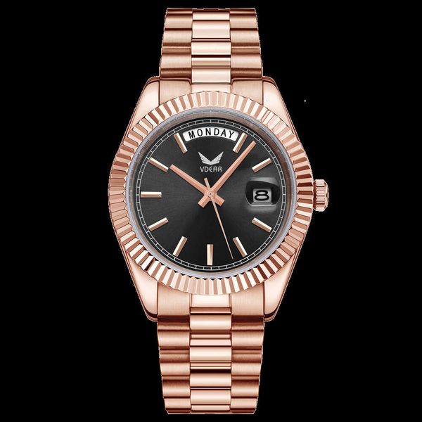 Famosa marca mecânica rosa ouro preto masculino relógios automáticos para homem relógio original metal orologio