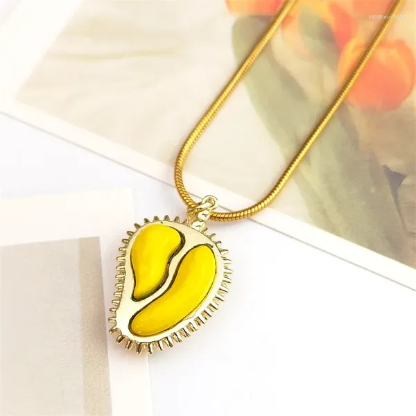 Anhänger Halsketten Trendy Kreative Durian Kupfer Halskette Für Frauen Männer Edelstahl Gold Farbe Obst Hals Kette Übertrieben Schmuck