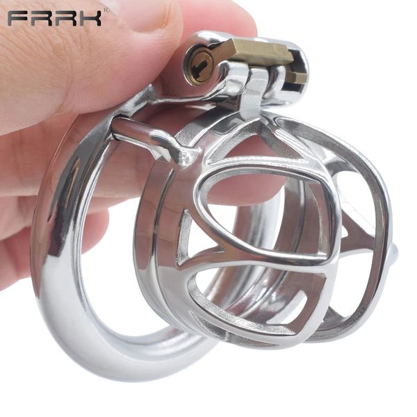 Vibratoren FRRK B Word Lock Spielzeug für Männer Stahl Keuschheitsgürtel Metall Innie Cock Cage CBT Hoden Penisringe BDSM Erotik Sexy Shop 231121