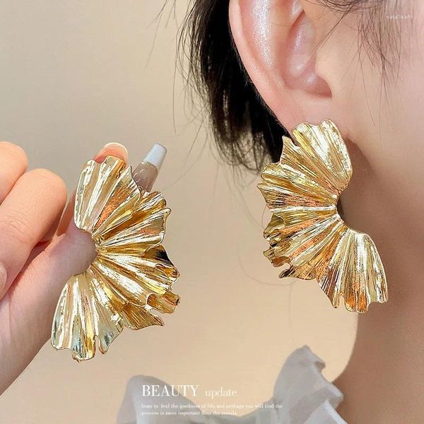 Baumelnde Ohrringe, trendige Blätter, Falten-Ohrring, romantischer koreanischer Modeschmuck für Damen, klassische, zarte Accessoires