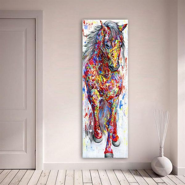 Qkart pintura de arte de parede, impressão em tela, imagem de animal, pôster de cavalo em pé, para sala de estar, decoração de casa, sem moldura lj329y