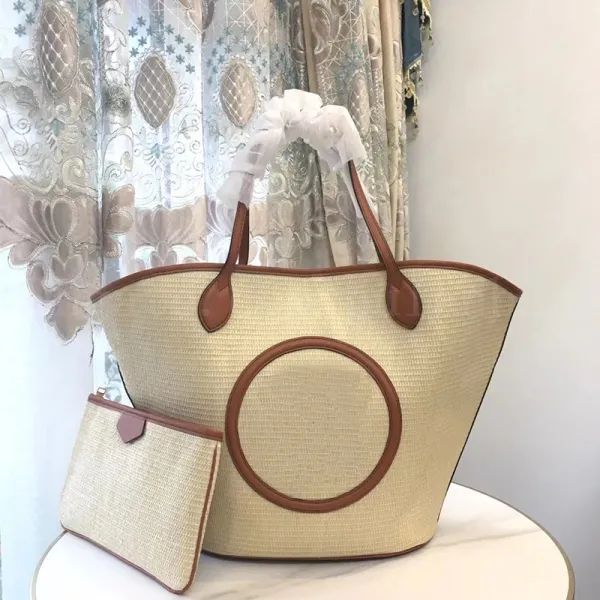 Famoso borsone da viaggio in tela borsa da viaggio firmata borse tote di moda borsa Le più nuove borse da donna in paglia intrecciata da spiaggia estiva Grandi borse da shopping da donna