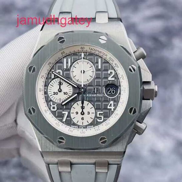 AP İsviçre Lüks Saat Epic Royal Oak Offshore Serisi 26470io Mens Saat Gri Seramik Yüzük Titanyum Metal Takvim Zamanlaması 42mm Otomatik Mekanik Saat 20 Tamamlandı