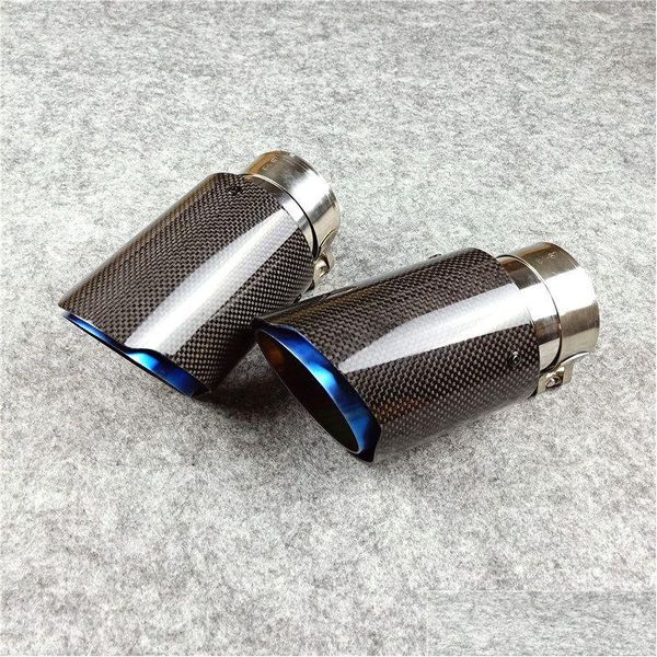 Silenciador azul de aço inoxidável para pontas de escape Akrapovic Carbono Carro Er Styling2Pcs Drop Delivery Mobiles Motocicletas Peças Sistema Dhhiq