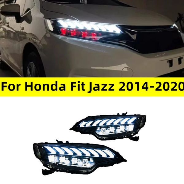 Luz dianteira modificada do carro para honda fit jazz 2014-20 20 faróis conjunto lente led drl vermelho mal olho hid bi xenon luzes