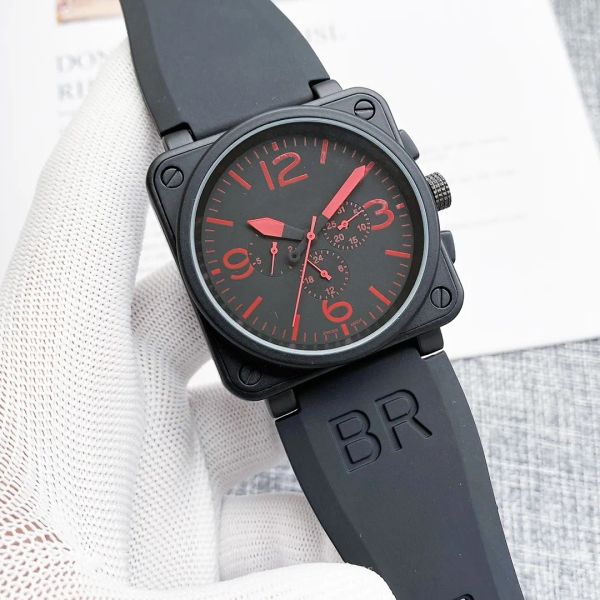 Armbanduhren Herren Glocke Automatische mechanische Uhr Braunes Leder Schwarz Gummi Ross Armbanduhren Uhren Geschenk für Jungen