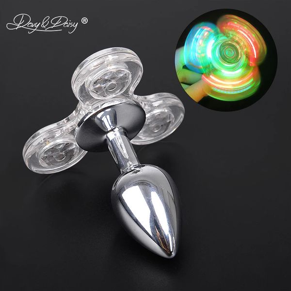 Giocattoli anali DAVYDAISY LED Light Fidget Spinner Butt Plug Nuovo giocattolo anale per coppie Sexy Plug anale inossidabile Tail Plug Giocattolo adulto del sesso AC126 231121