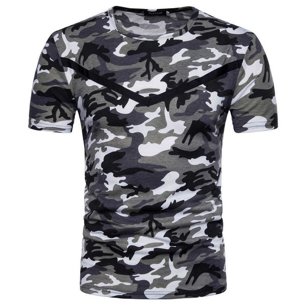 Herren T-Shirts Sommer 2022 Neue Herren Military Style T-Shirt Camouflage Bedrucktes Army Tactical Kurzarmhemd mit Rundhalsausschnitt Euro Size Z0421