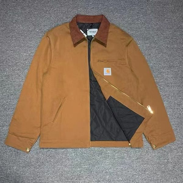 2023 jaquetas masculinas roupas de trabalho marca de moda carhart lona lavável cera tingida detroit jaqueta casaco feminino estilo americano workwear rótulo design solto