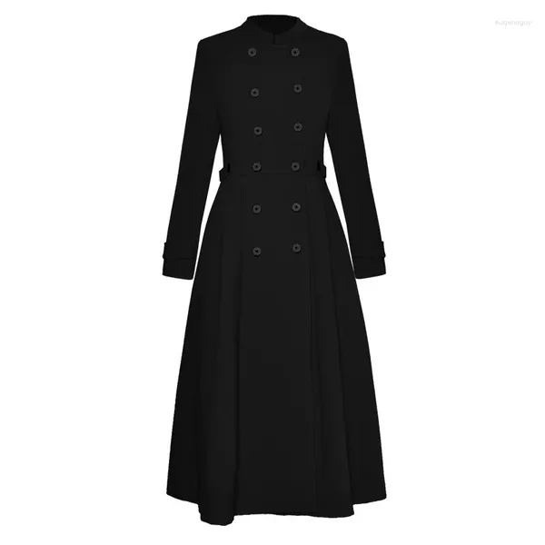 Trench da donna Coat Autumn Coat Stand Women Collar Long Sleeve Office Offerello a doppio petto Offera per 2023 Alti