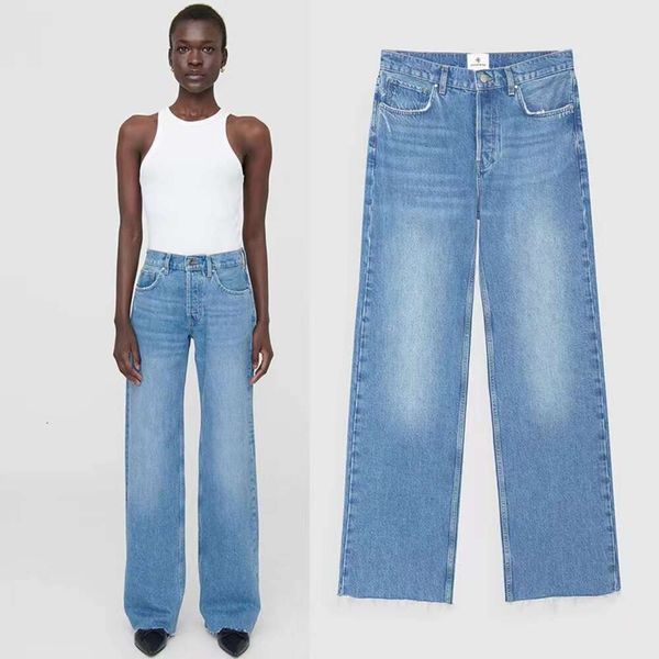 Damen Bing Hugh Designer Jeans Frauen gewaschen blau hohe Taille Anines Casual Weitbeinhosen X0909 Großhandel Großhandelsmarke High-End