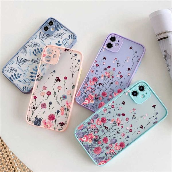 Custodie per cellulari Folhas do vintage flor caso de telefone para o iphone 12 11 13 pro max 14 pro x xr xs max 8 7 plus se 2020 cmera proteo difcil coque J230421