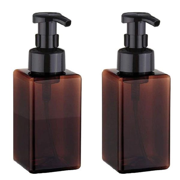 Kare Köpük Sabunu Dispenser 450ml 15 oz Amber Doldurulabilir Plastik Köpük Pompa Şişesi Sıvı Sabun Şampuan Vücut Yıkama Wfoot