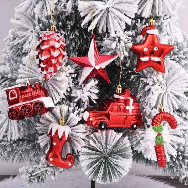 Decorazioni natalizie 2 pezzi decorazione per albero palla di plastica rossa piccolo ciondolo appeso festa 231121