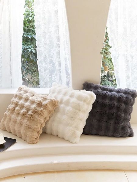 Almofada/travesseiro decorativo luxo imitação de pele toscana capa de almofada de sofá de alta qualidade almofada de assento de pelúcia macia almofada traseira 231122