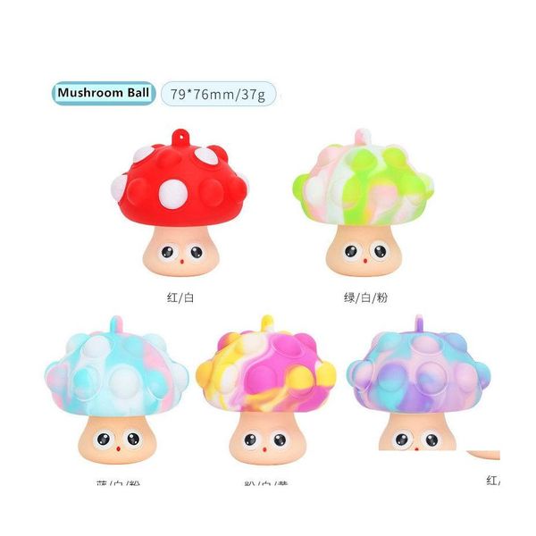 Handyriemen Charms Sensory 3D Sile Pop Fidget Mushroom Ball Dekompressionsspielzeug für Kinder Adts Entlastungsdruck Anti Finger Bubb Dhqez