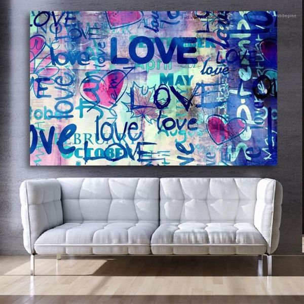 Dipinti Lettere d'amore Stampe su tela Wall Art Graffiti Banksy Poster Immagini Stampe per camera da letto Weeding12646