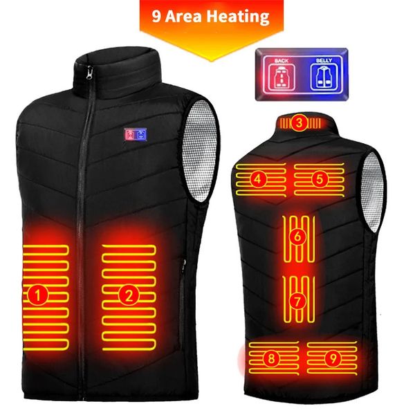 Erkek yelek ısıtmalı yelek erkek kışlık ceket ısıtma ile sıcak kıyafetler açık havada ısıtmalı ceket erkekler usb outerwears bodywarmer 6xl 231122