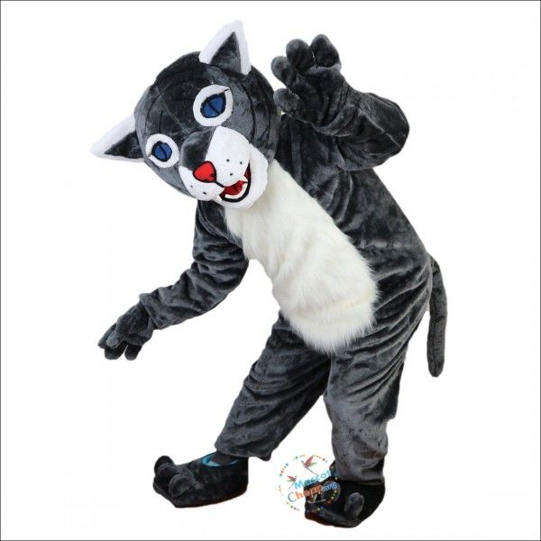 Costume della mascotte del lupo della tigre grigia del gatto selvatico di alta qualità Vestito da festa di Natale di Halloween Vestito da personaggio dei cartoni animati Vestito di carnevale unisex per adulti