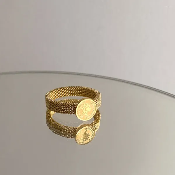 Кольца кластера Эффектное кольцо с портретным узором для лица, кольцо из титановой стали, светильник для указательного пальца, роскошный простой подарок с металлической текстурой в стиле панк